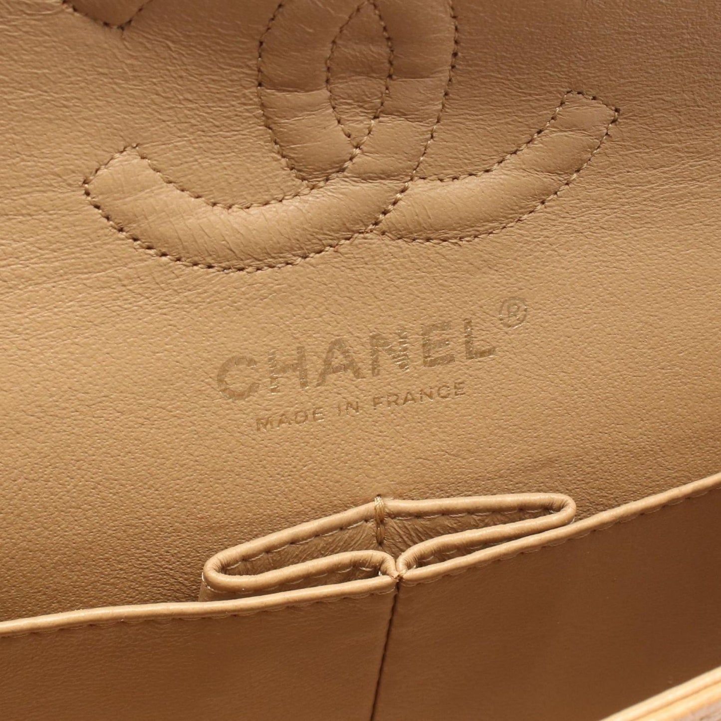 Chanel Shoulder Bag Quilted Double Flap Beige Caviar Leather Chain — view 4