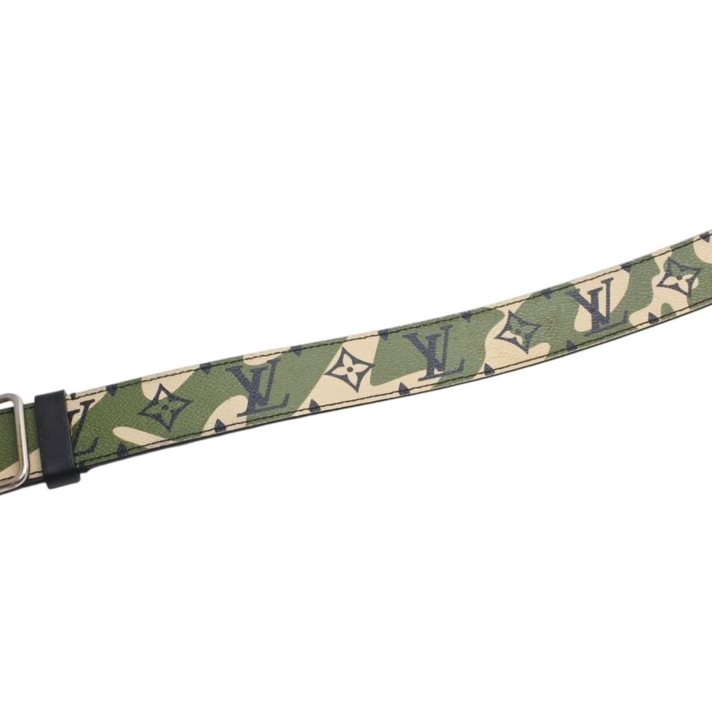 Louis Vuitton LV TM Ceinture Belt Leather Monogram Moflage Khaki Beige Black — view 5