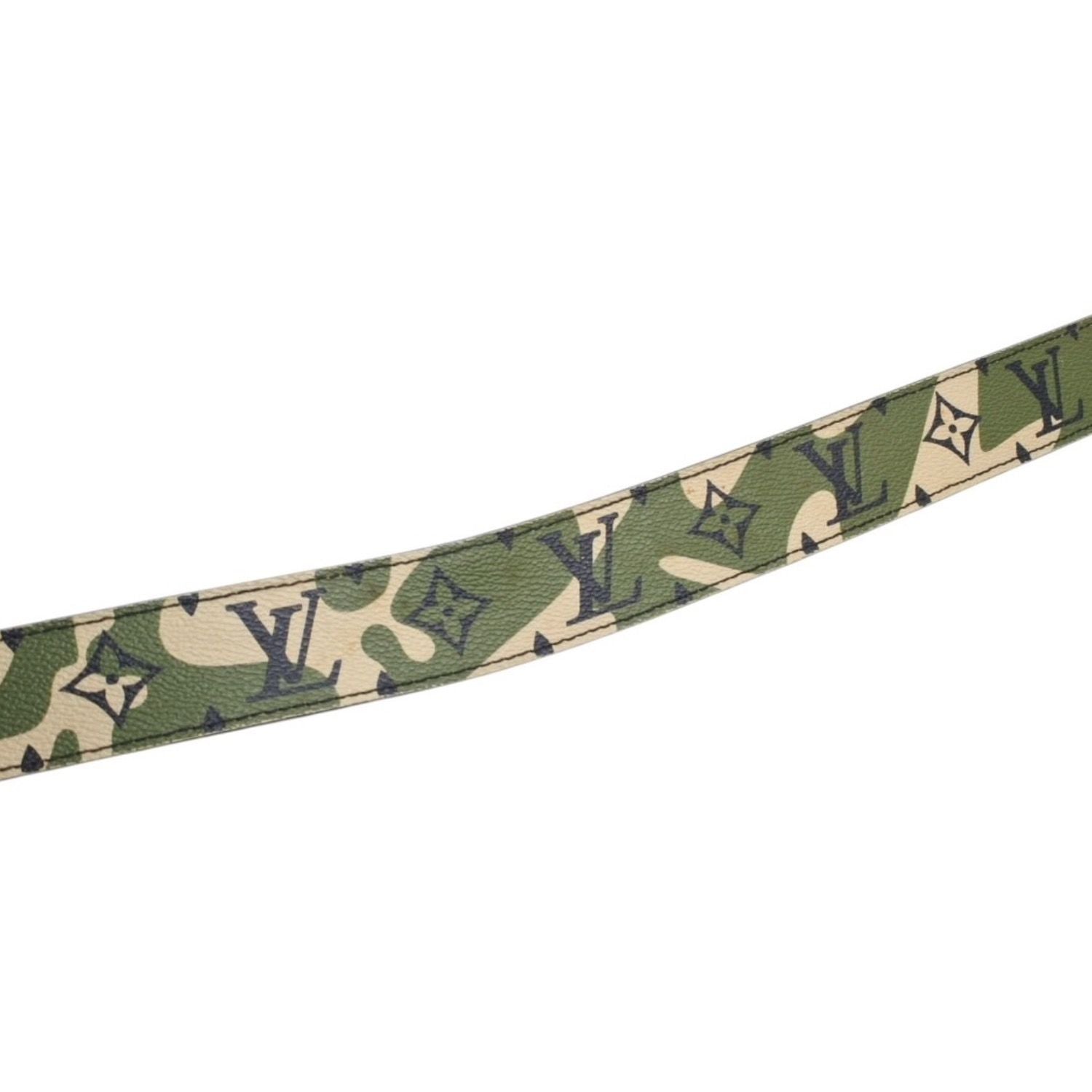 Louis Vuitton LV TM Ceinture Belt Leather Monogram Moflage Khaki Beige Black — view 6