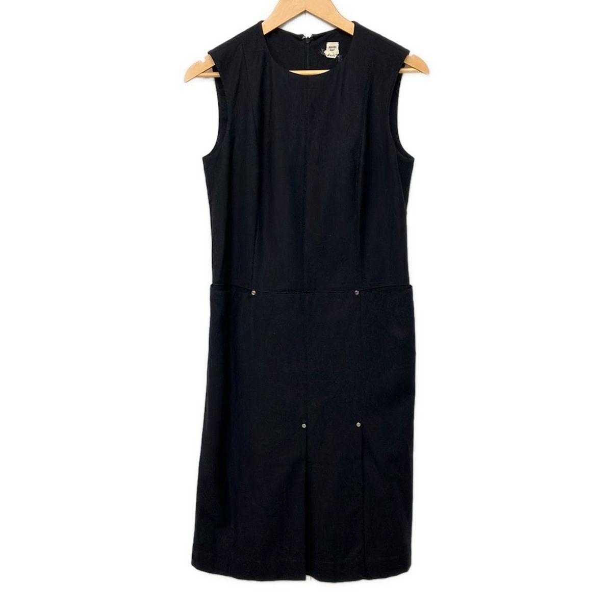 Hermes Dress 38 M Dark Navy Crew Neck Sleeveless Long Series