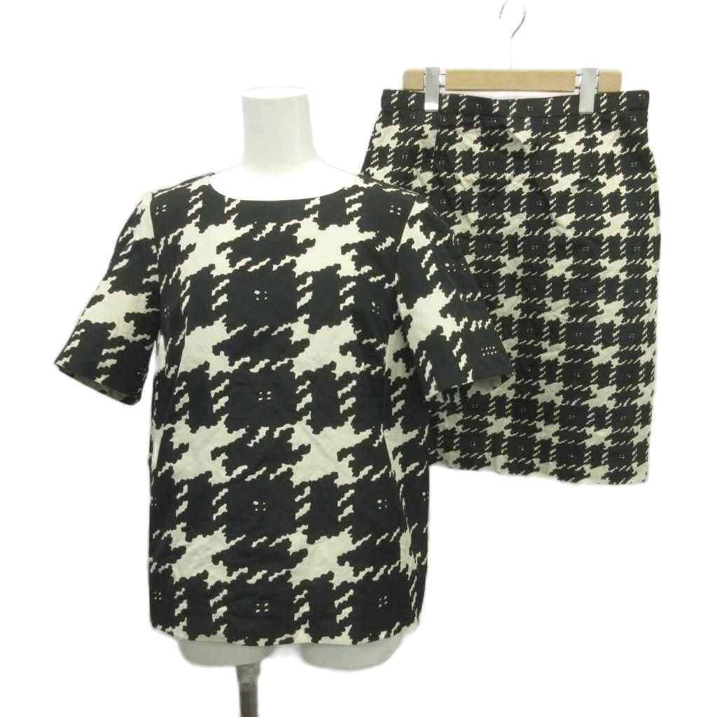 Max Mara Weekend Line Set Top Skirt 42 Black White Short Sleeve Knee Length RN