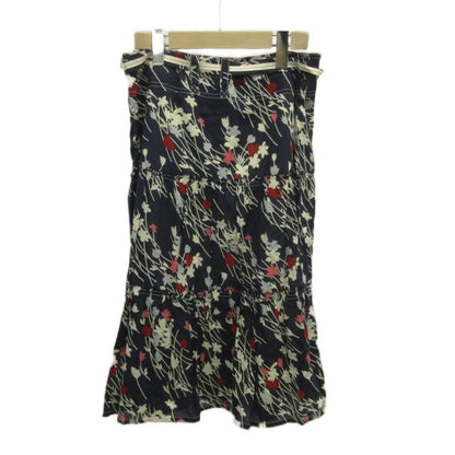 Max Mara Weekend Line Set Top Skirt L Navy Floral Pattern 3/4 Sleeve RN — view 6