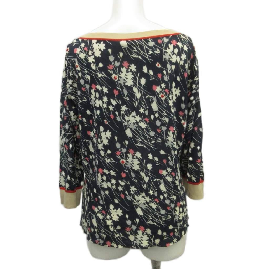 Max Mara Weekend Line Set Top Skirt L Navy Floral Pattern 3/4 Sleeve RN — view 3
