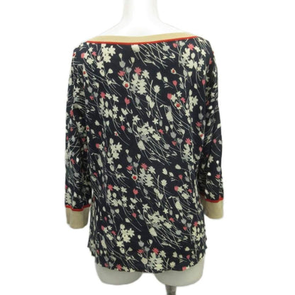Max Mara Weekend Line Set Top Skirt L Navy Floral Pattern 3/4 Sleeve RN — view 3