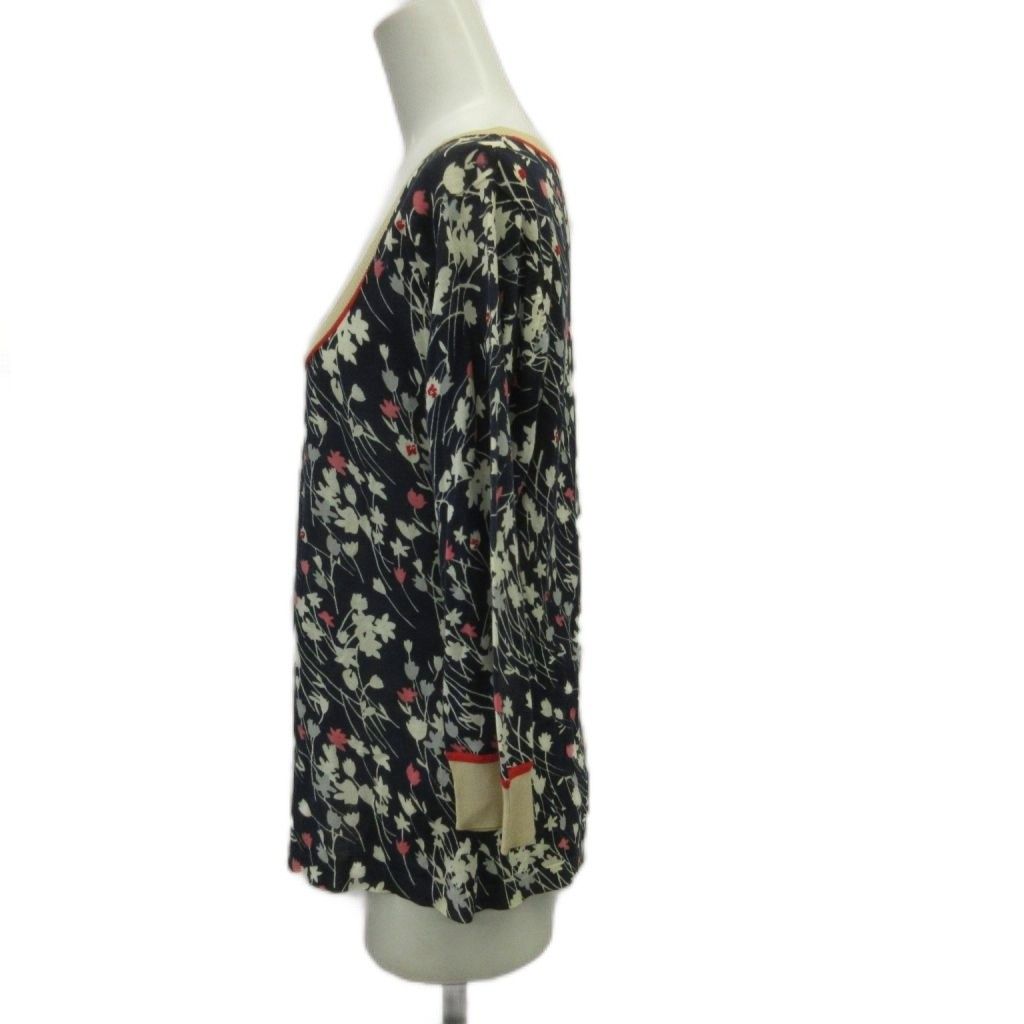 Max Mara Weekend Line Set Top Skirt L Navy Floral Pattern 3/4 Sleeve RN — view 4