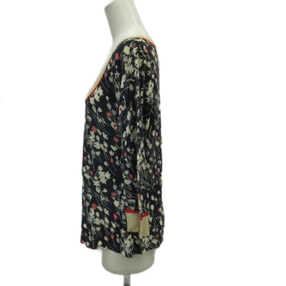 Max Mara Weekend Line Set Top Skirt L Navy Floral Pattern 3/4 Sleeve RN — view 4