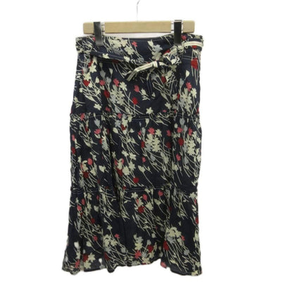 Max Mara Weekend Line Set Top Skirt L Navy Floral Pattern 3/4 Sleeve RN — view 5