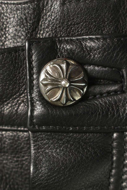 Chrome Hearts Carpenter Lthr Double Knee Leather Long Pants — view 3