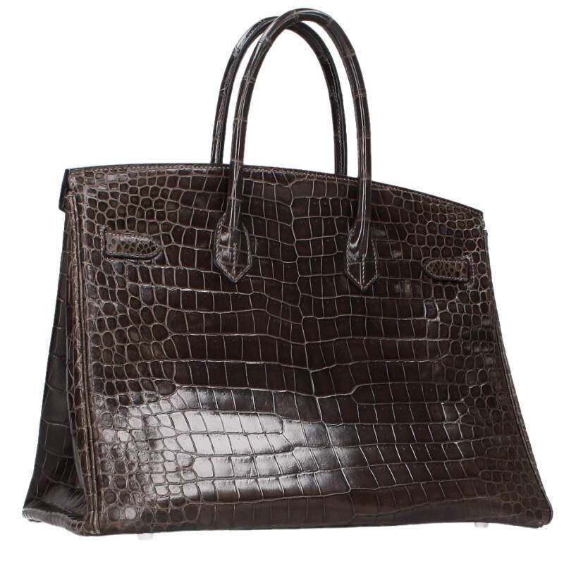 Hermes Birkin 35 Porosas Graphite Gray Leather Handbag 35