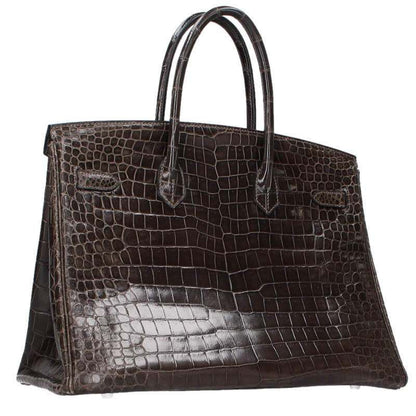 Hermes Birkin 35 Porosas Graphite Gray Leather Handbag 35