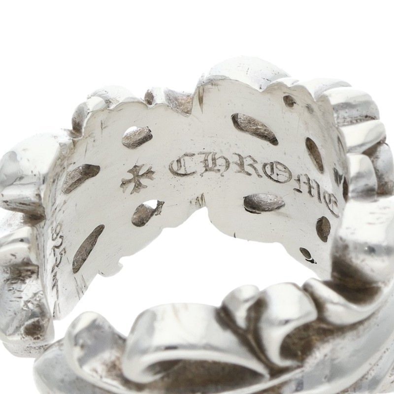Chrome Hearts Dbl Flrl Crs Double Floral Cross Silver Ring — view 2