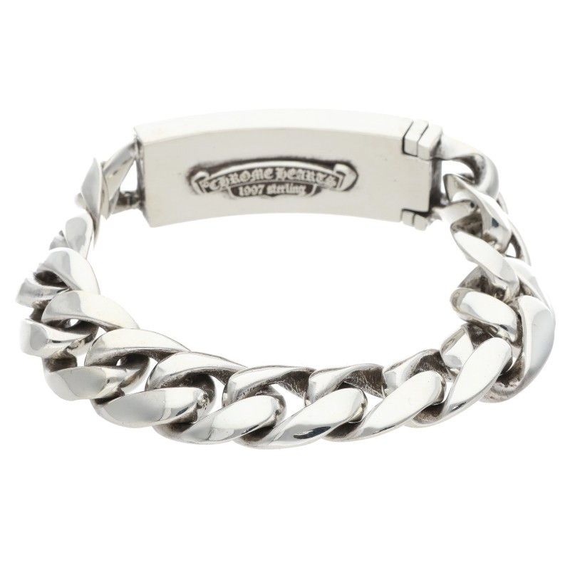 Chrome Hearts ID Floral Crs Cross ID Classic Silver Bracelet