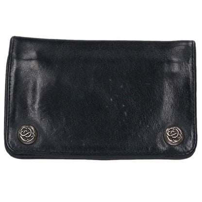 Chrome Hearts Floral Button Leather Wallet with Cross Patch