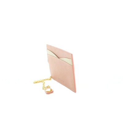 Prada Saffiano Multic Cammeo Orchi Leather with Chain Card Case Pink — view 3