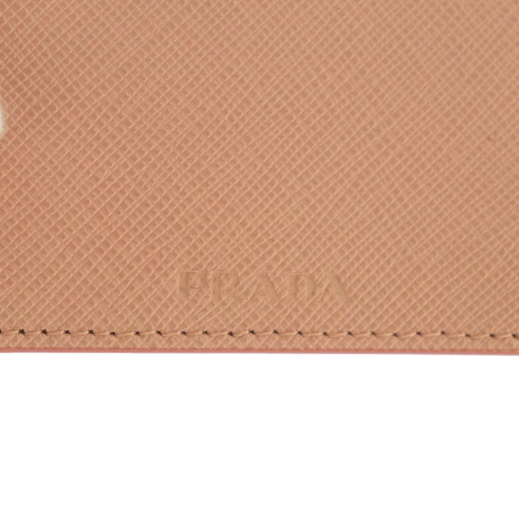 Prada Saffiano Multic Cammeo Orchi Leather with Chain Card Case Pink — view 7