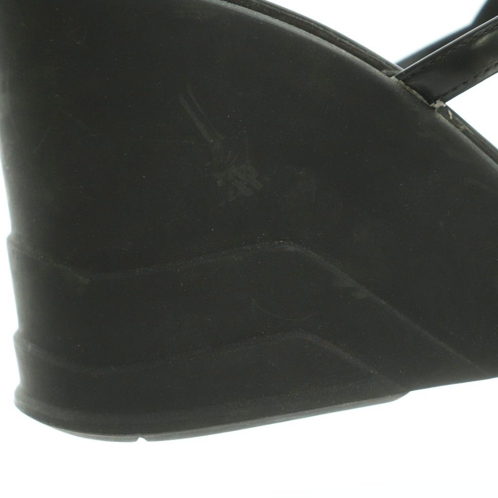 Prada Sandals Strap Wedge Sole Leather 35.5 Black — view 9