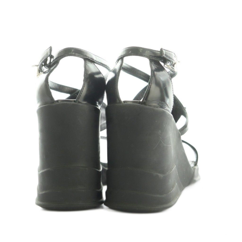 Prada Sandals Strap Wedge Sole Leather 35.5 Black — view 5