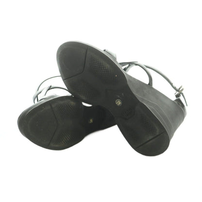 Prada Sandals Strap Wedge Sole Leather 35.5 Black — view 6