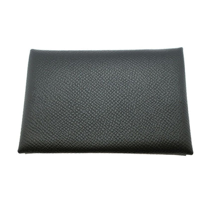 Hermes Heaven Calvi Duo Card Case Noir Black Silver Epsom