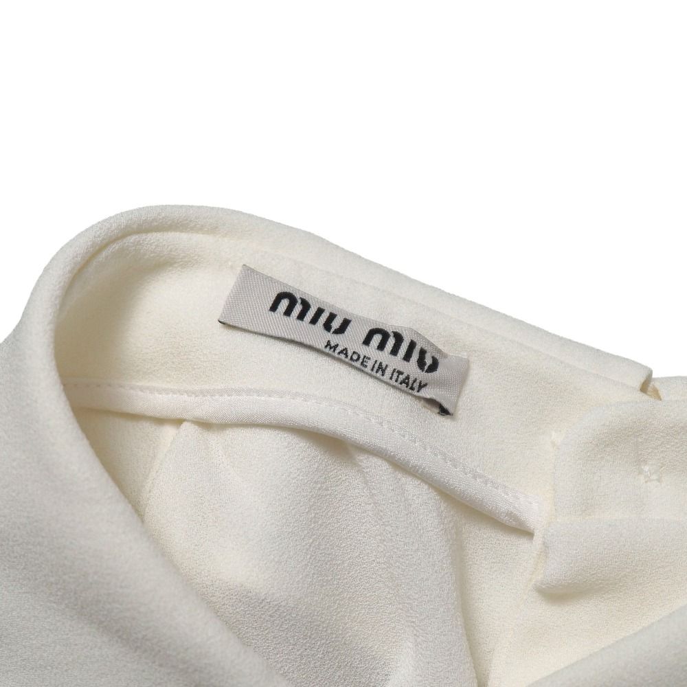 Miu Miu Blouse 36 Ribbon Line Stone Studs Decoration Sleeveless Shirt — view 5