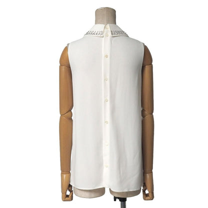 Miu Miu Blouse 36 Ribbon Line Stone Studs Decoration Sleeveless Shirt — view 2