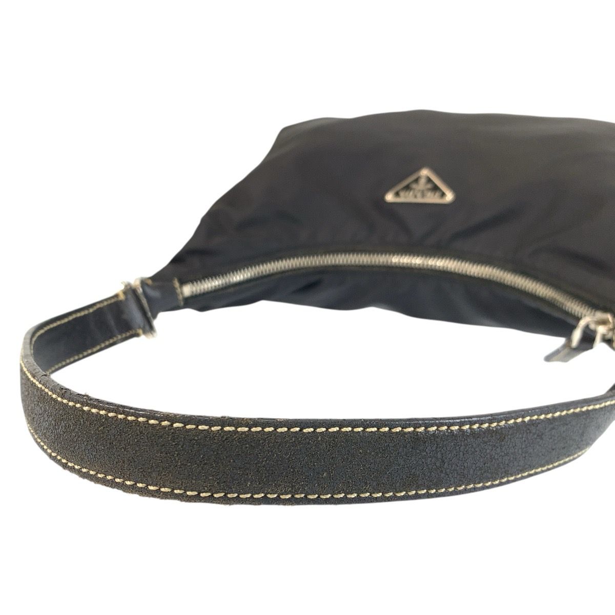 Prada Tessuto Black Silver Nylon Shoulder Bag — view 6