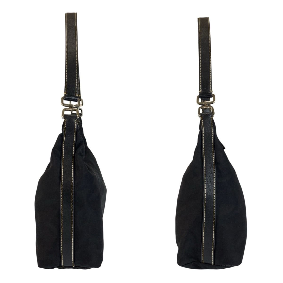 Prada Tessuto Black Silver Nylon Shoulder Bag — view 8