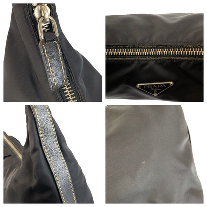 Prada Tessuto Black Silver Nylon Shoulder Bag — view 5