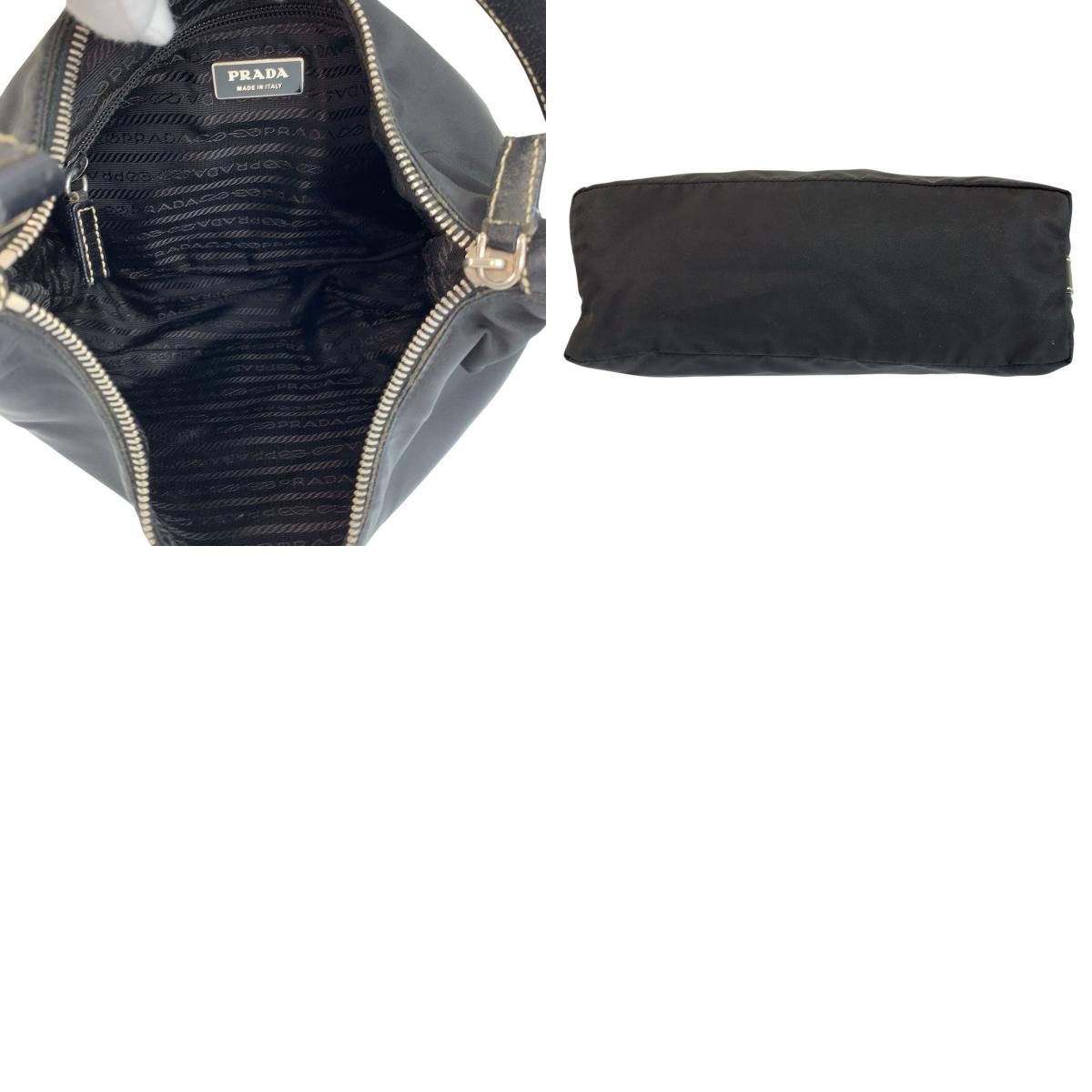 Prada Tessuto Black Silver Nylon Shoulder Bag — view 9