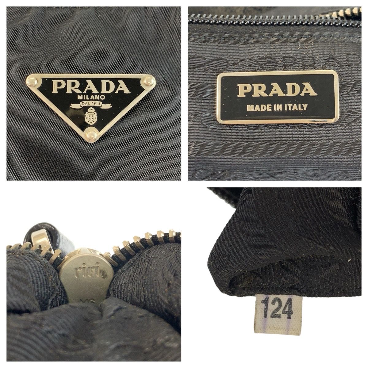 Prada Tessuto Black Silver Nylon Shoulder Bag — view 3