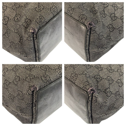 Gucci Black Silver GG Canvas Leather Tote Shoulder Bag — view 4