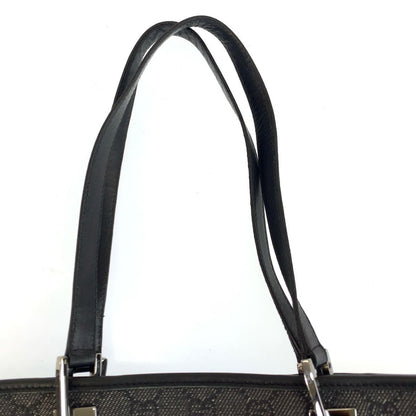 Gucci Black Silver GG Canvas Leather Tote Shoulder Bag — view 8