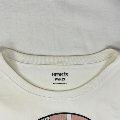 Hermes Short Sleeve T-Shirt 40 M White Light Pink Multi Neck Faubourg Rainbow — view 6