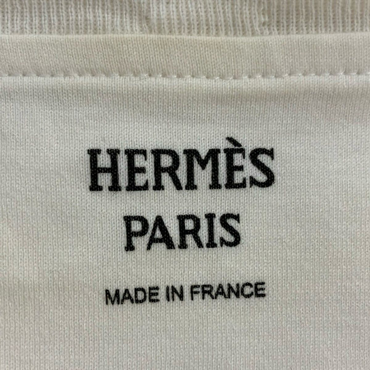 Hermes Short Sleeve T-Shirt 40 M White Light Pink Multi Neck Faubourg Rainbow — view 3