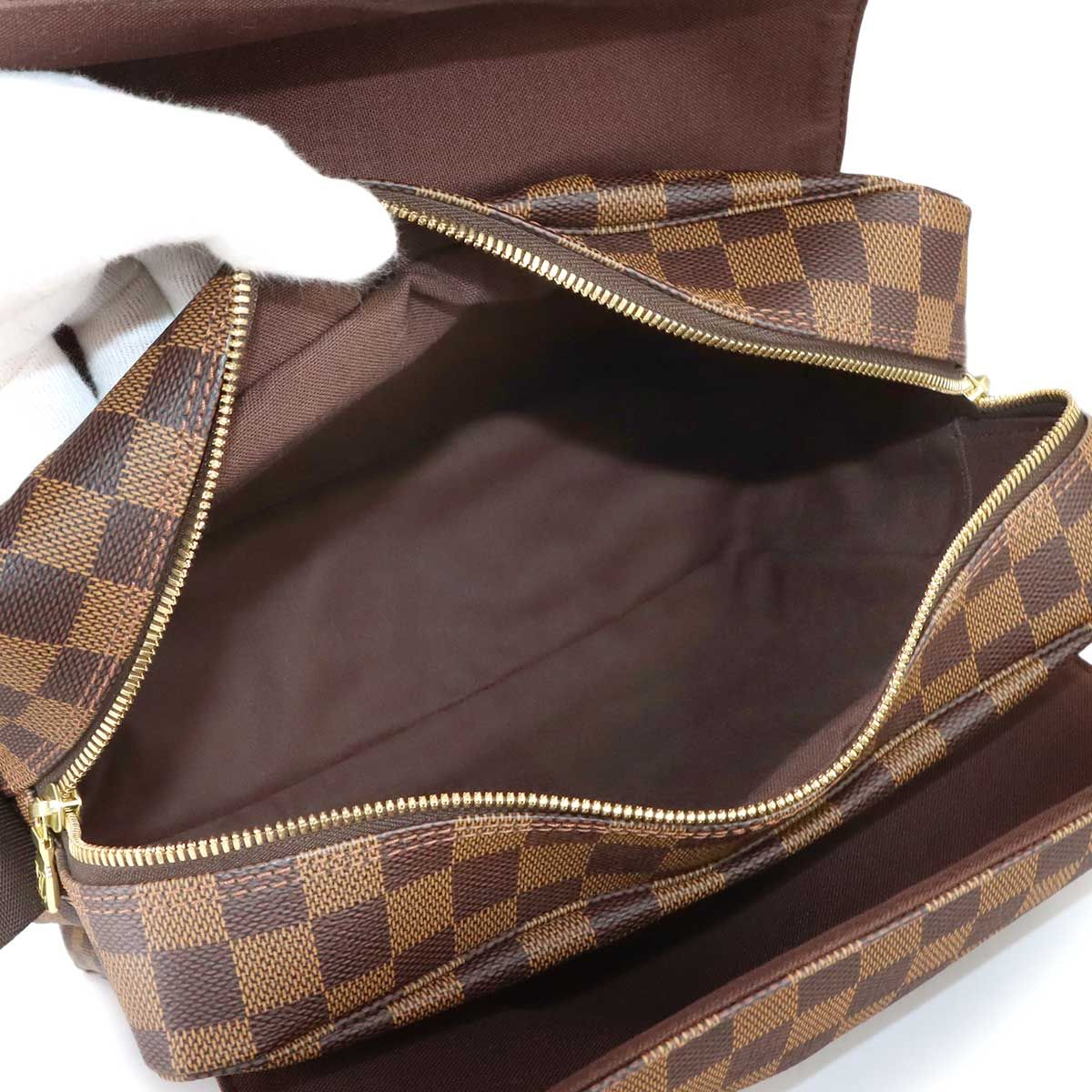 Louis Vuitton Damier Naviglio Shoulder Bag Ebene Brown Gold — view 7