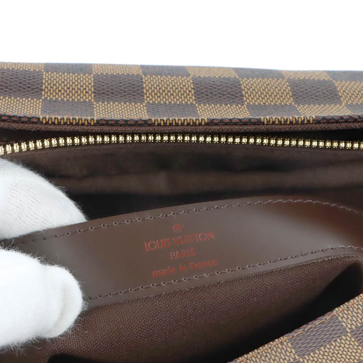 Louis Vuitton Damier Naviglio Shoulder Bag Ebene Brown Gold — view 8