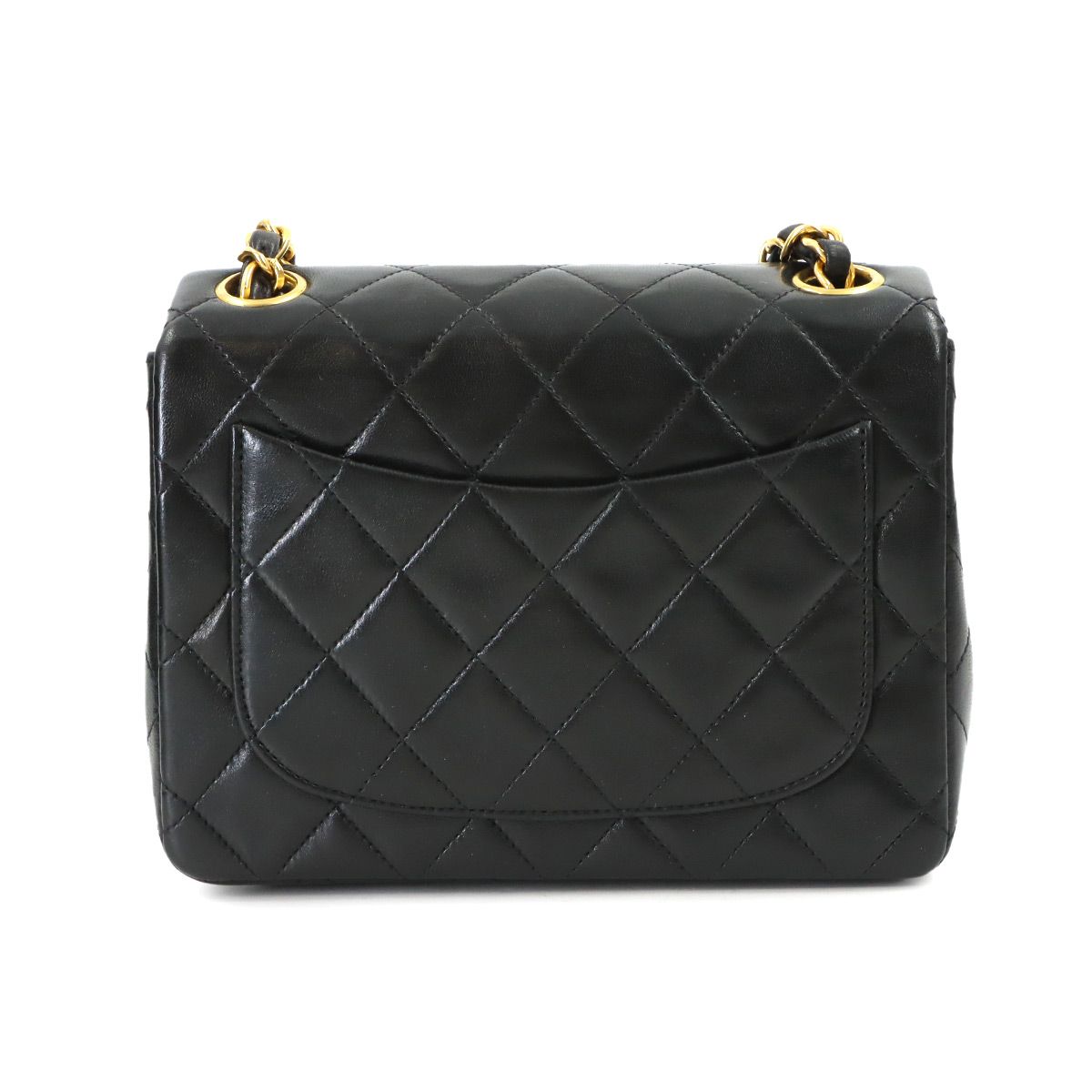 Chanel Mini Quilted Chain Shoulder Bag Lambskin Black Gold Vintage — view 3