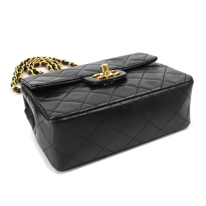 Chanel Mini Quilted Chain Shoulder Bag Lambskin Black Gold Vintage — view 5