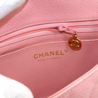 Chanel Mini Quilted Chain Shoulder Bag Caviar Leather Pink Gold — view 9