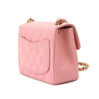 Chanel Mini Quilted Chain Shoulder Bag Caviar Leather Pink Gold — view 4