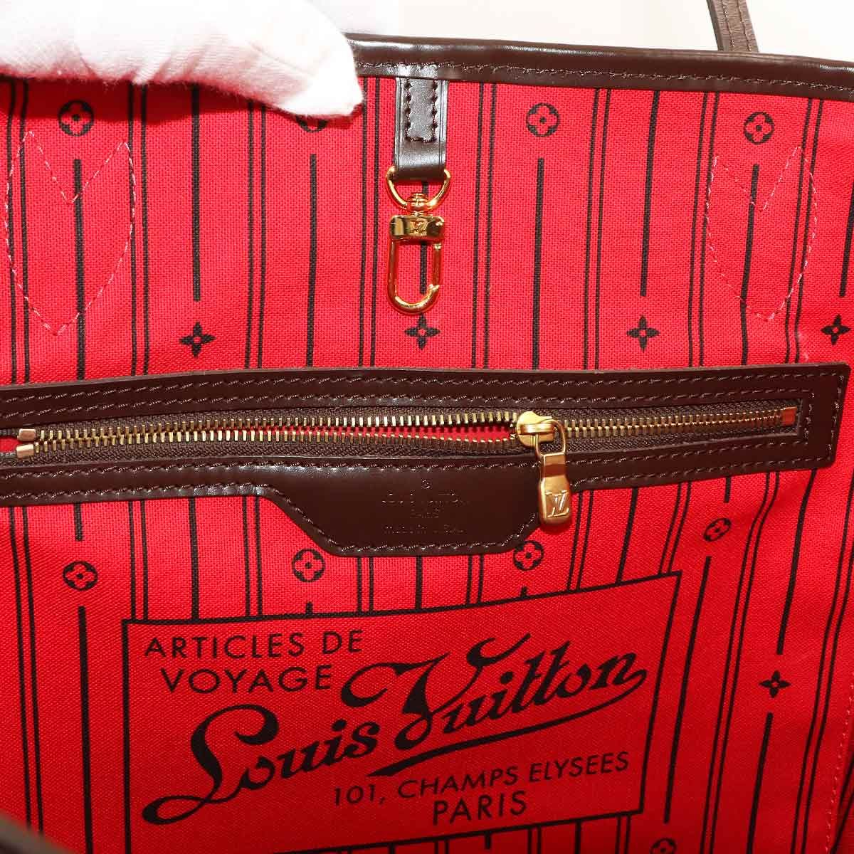 Louis Vuitton Damier Neverfull MM Tote Ebene Cerise Brown — view 8