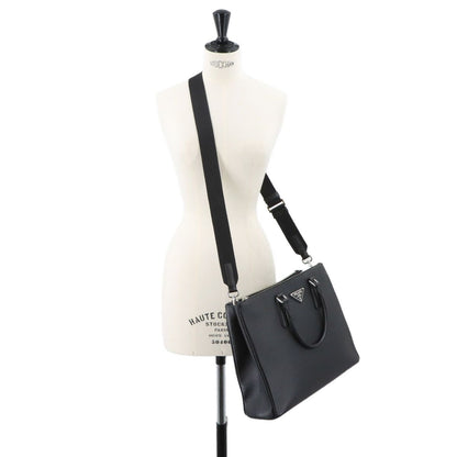 Prada 2-Way Tote Shoulder Bag Saffiano Leather Black — view 9