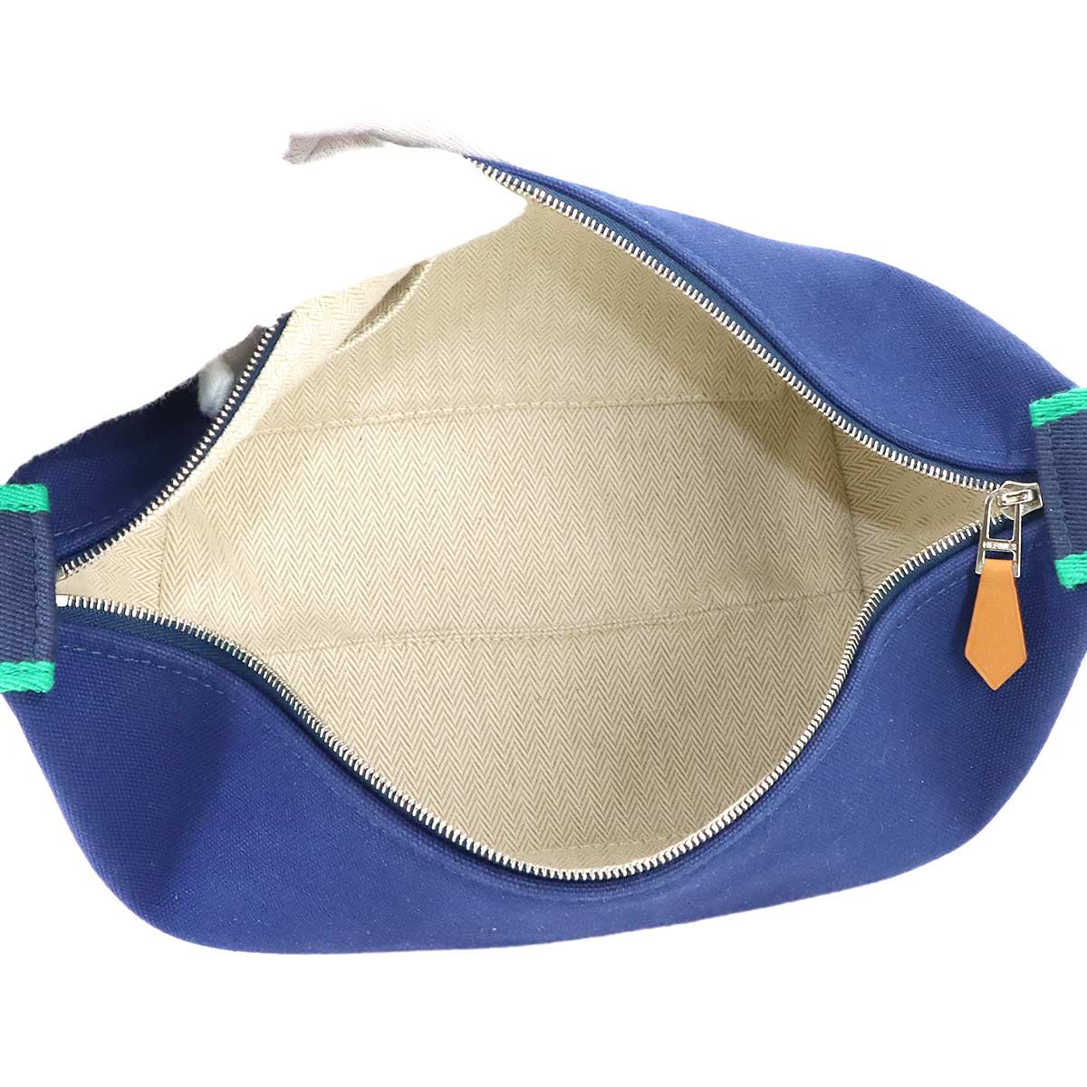 Hermes Bride-a-Brac PM Hand Bag Toilet Ash Blue Marine Green Silver — view 6