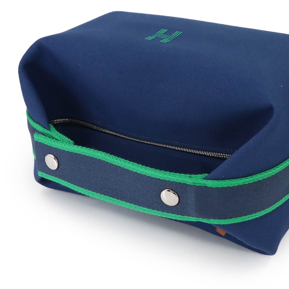 Hermes Bride-a-Brac GM Hand Bag Toilet Ash Blue Marine Green Silver — view 5