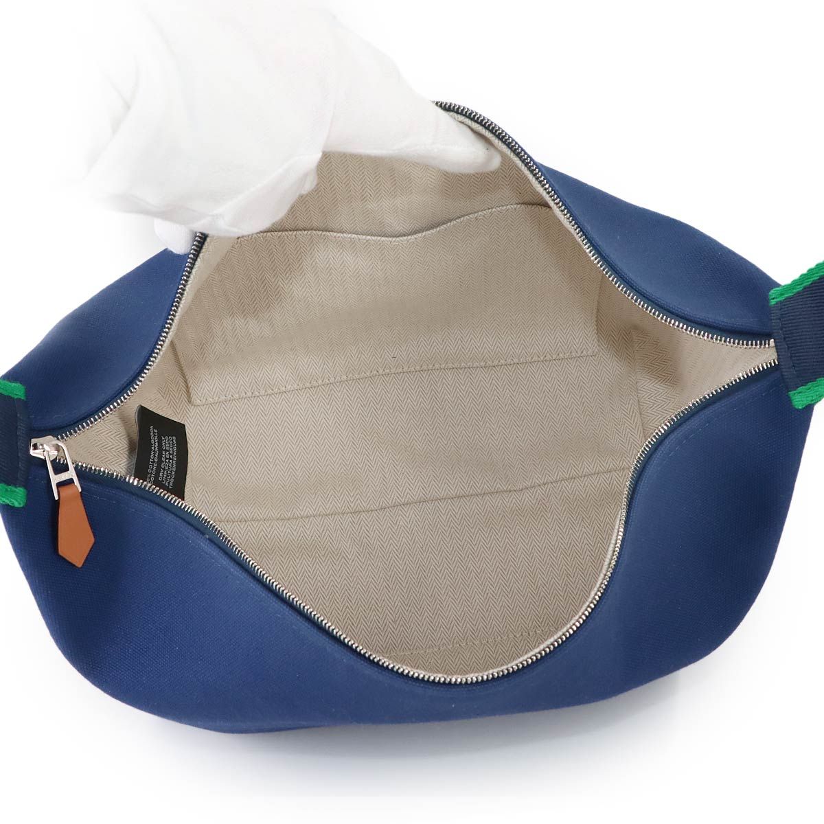 Hermes Bride-a-Brac GM Hand Bag Toilet Ash Blue Marine Green Silver — view 6