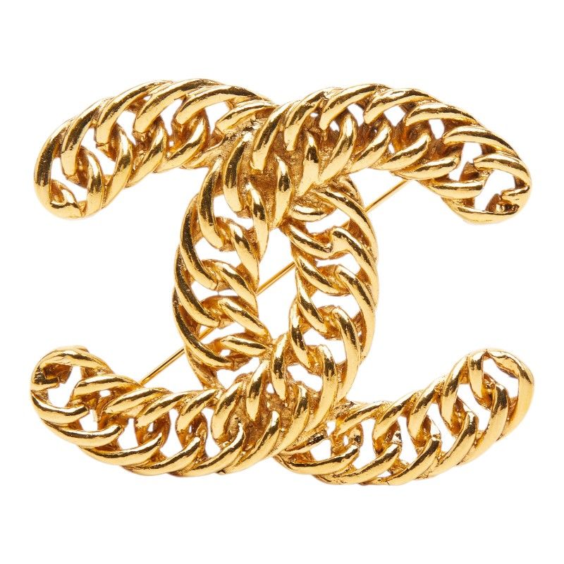 Chanel CC Logo Brooch Gold Plated