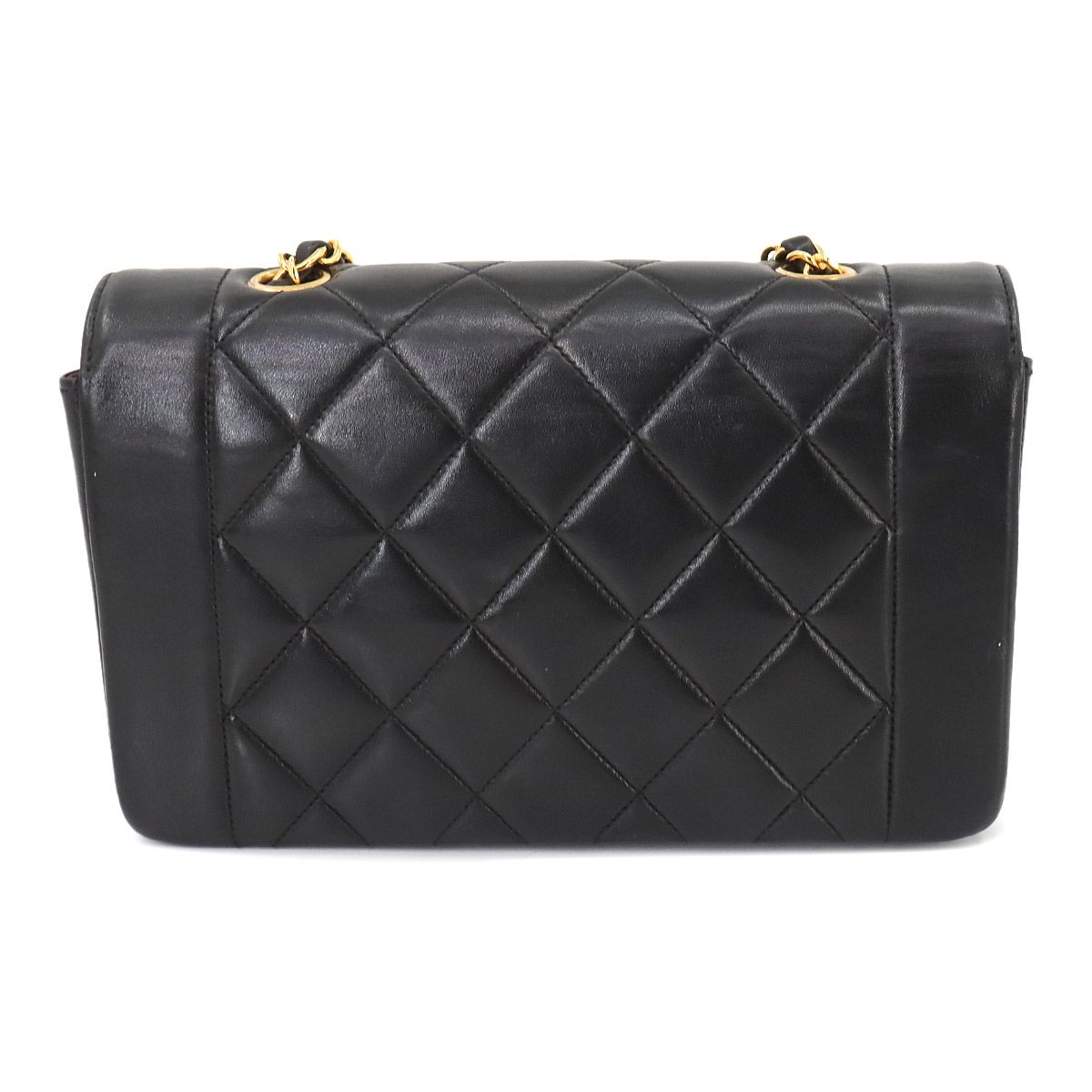 Chanel Diana Quilted 22 Chain Shoulder Bag Leather Black Vintage — view 3
