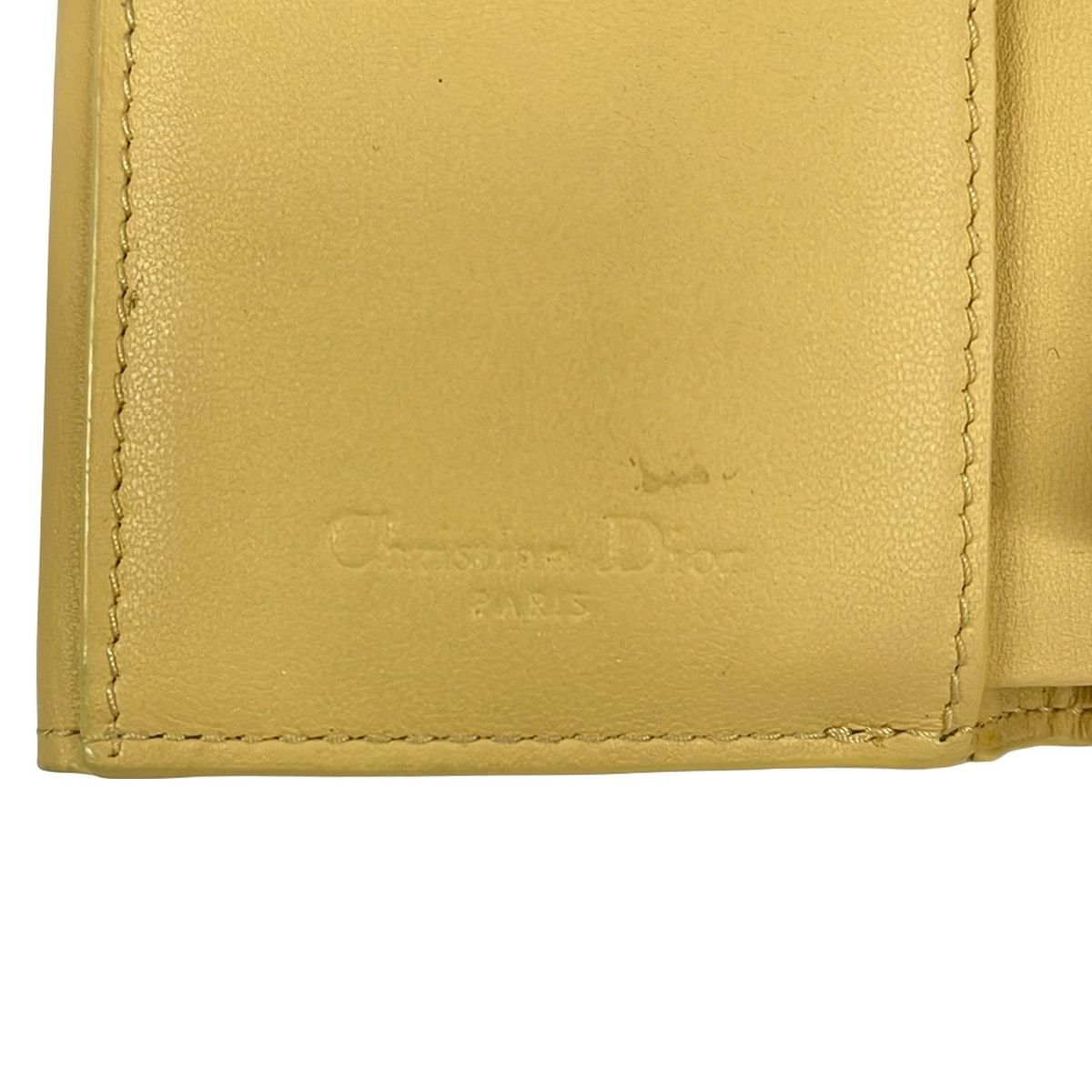 Dior Trifold Wallet Lady Light Yellow Leather Handbag — view 5