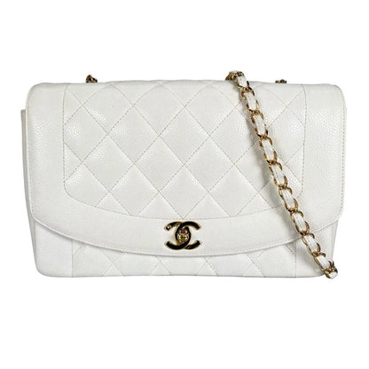 Chanel Shoulder Bag Diana 25 Chain Crossbody CC Logo White