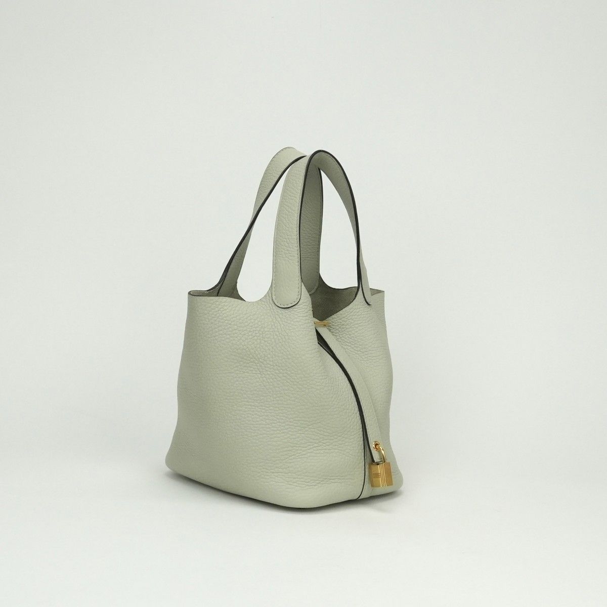 Hermes Picotin Lock PM 18 Tote Taurillon Clemence Grisneve Green Gold — view 2
